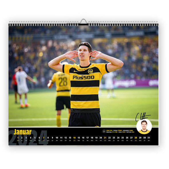 #2 YB Kalender 2024 von Spieler der 1. Mannschaft signiert